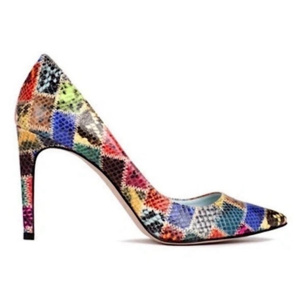 Aera Olivia Pump Snake Multicolor Patchwork Heels… - image 2